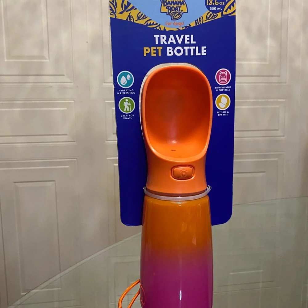 Travel Pet Bottle Bowl Banana Boat Dog 18.6 Oz BPA Free Portable Must Have!!!
